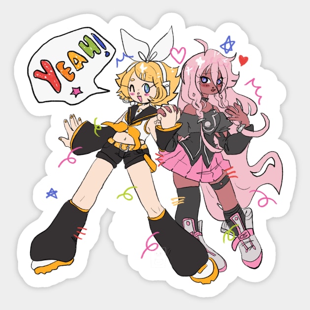 rin and ia Sticker by KITTYFROGS